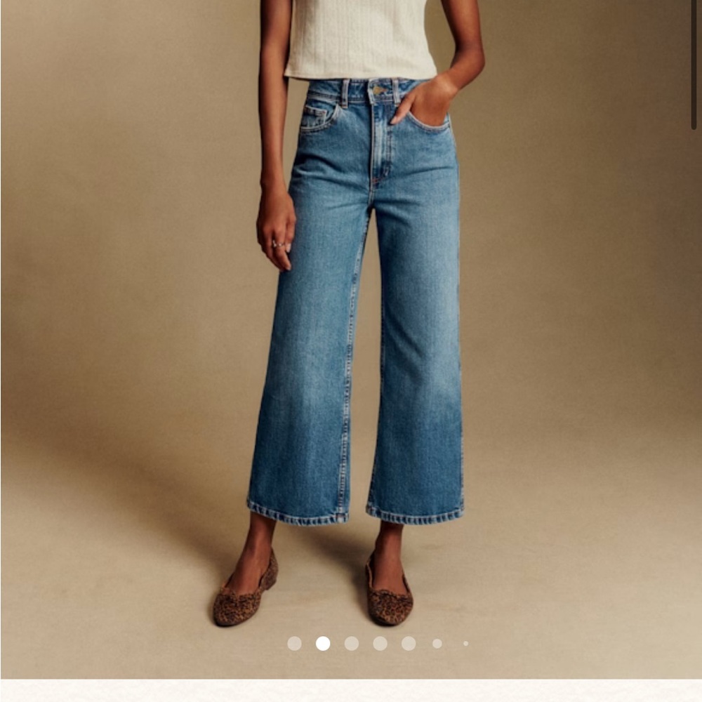Sezane Le Crop Denim Blue Wide Leg Jeans